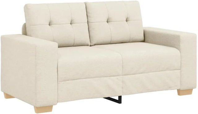 vidaXL Loveseat-Sofa aus Leinen in Beige, B/T/H: 160 x 77 x 82 cm - Bild 1