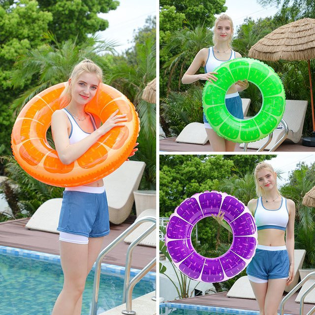 CatXaa Aufblasbarer Schwimmring, Fruchtmuster, Grün, Bunt / Mehrfarbig - Bild 1