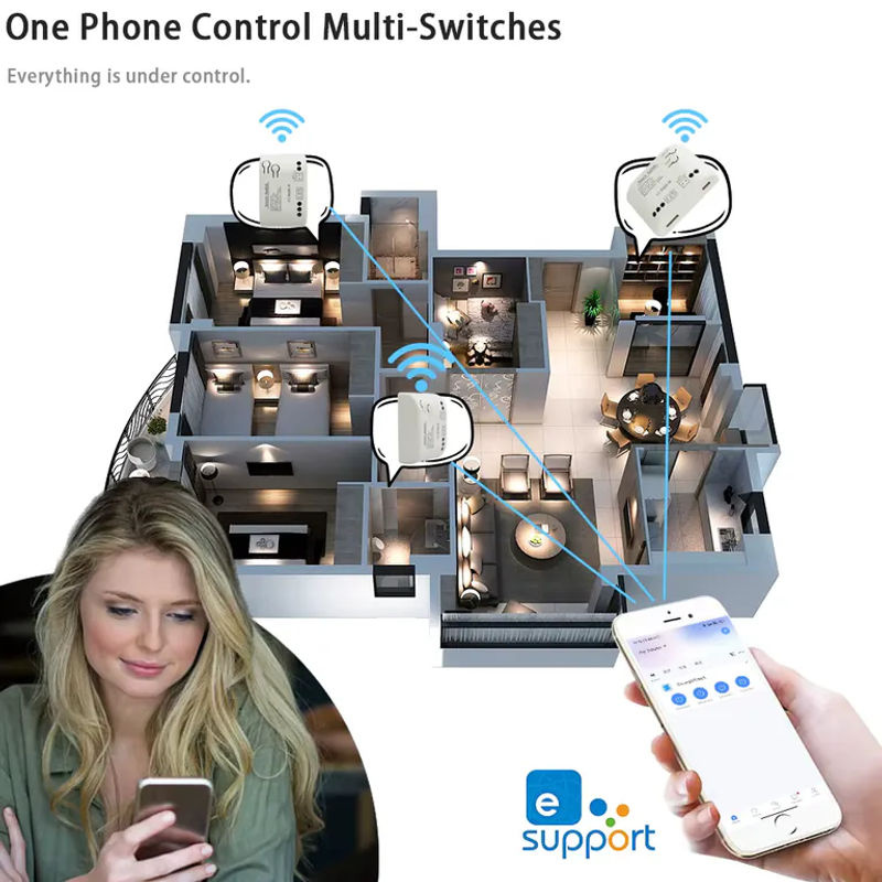 EWELINK 1-Kanal WIFI Smart Switch Relais Hausautomationsmodul in Weiß mit Amazon Alexa Unterstützung und Trockenkontakt - Bild 3