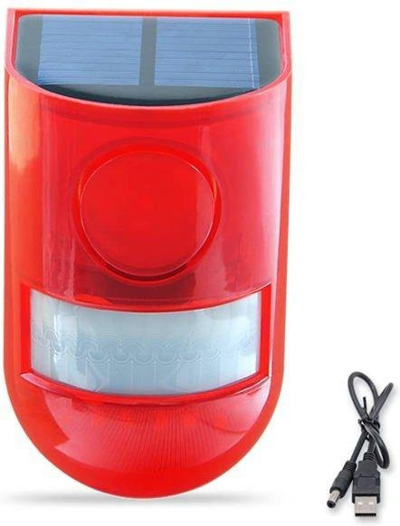 VITDIPY Solar-Alarmlampe mit 110dB Bewegungsmelder und Fernbedienung in Rot, IP65 wasserdicht mit 4 Modi für Haus, Bauernhof und Scheune - Bild 1