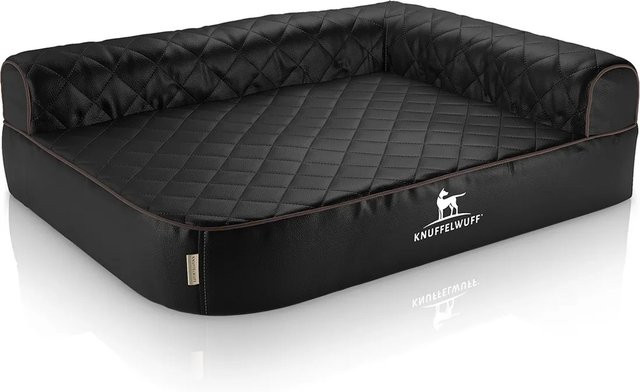 Knuffelwuff Eck Hundebett Winslow Orthopädisch aus Kunstleder mit Memory-Foam, Schwarz, B: 120 cm, T: 80 cm - Bild 1
