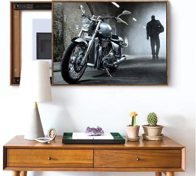 FIYO Diamant-Gemälde Motorrad-Mann DIY-Diamant-Stickerei als Kreuzstich-Set, Mehrfarbig, B/H: 30 x 20 cm - Bild 1
