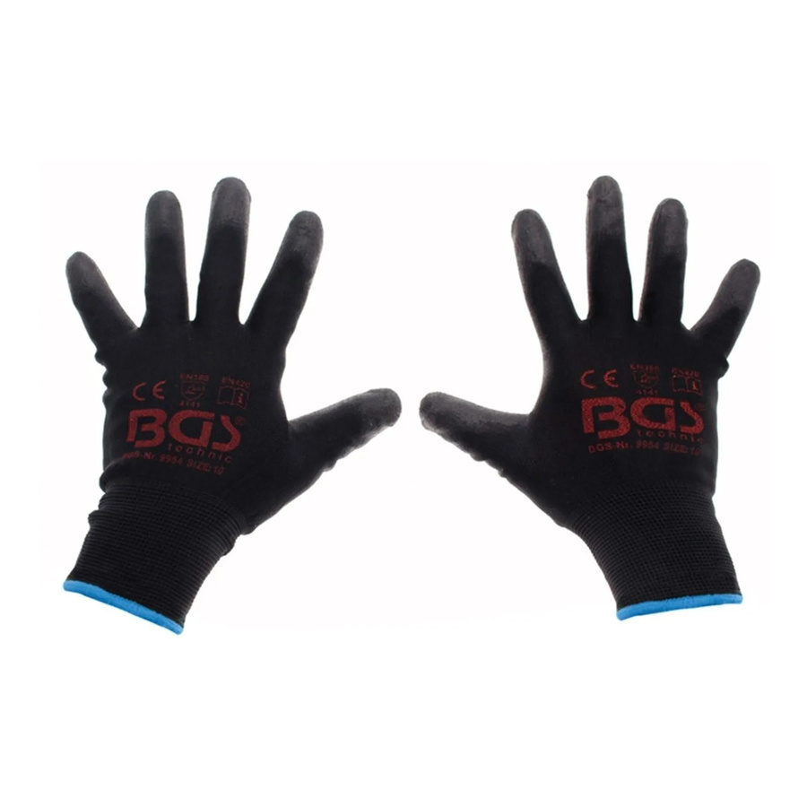 BGS Mechaniker-Handschuhe Schwarz Größe 10 XL mit PU-Beschichtung nach EN 388 - Bild 3