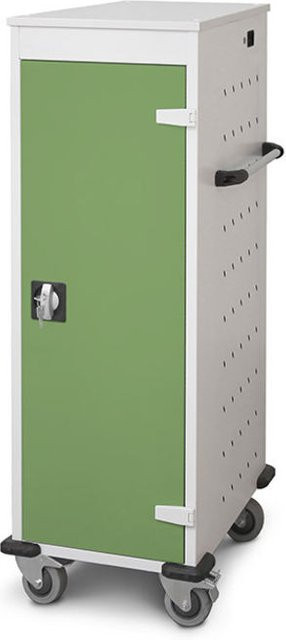 rotstahl Laptopwagen mit 10 Fächern in Hellgrün und lichtgrauem Korpus, B: 53 cm, H: 125 cm - Bild 1