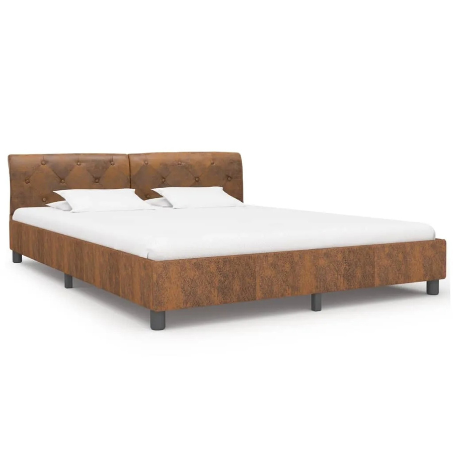 vidaXL Bettgestell in Braun mit Wildleder-Optik B/T/H: 160 x 200 x 64 cm - Bild 2