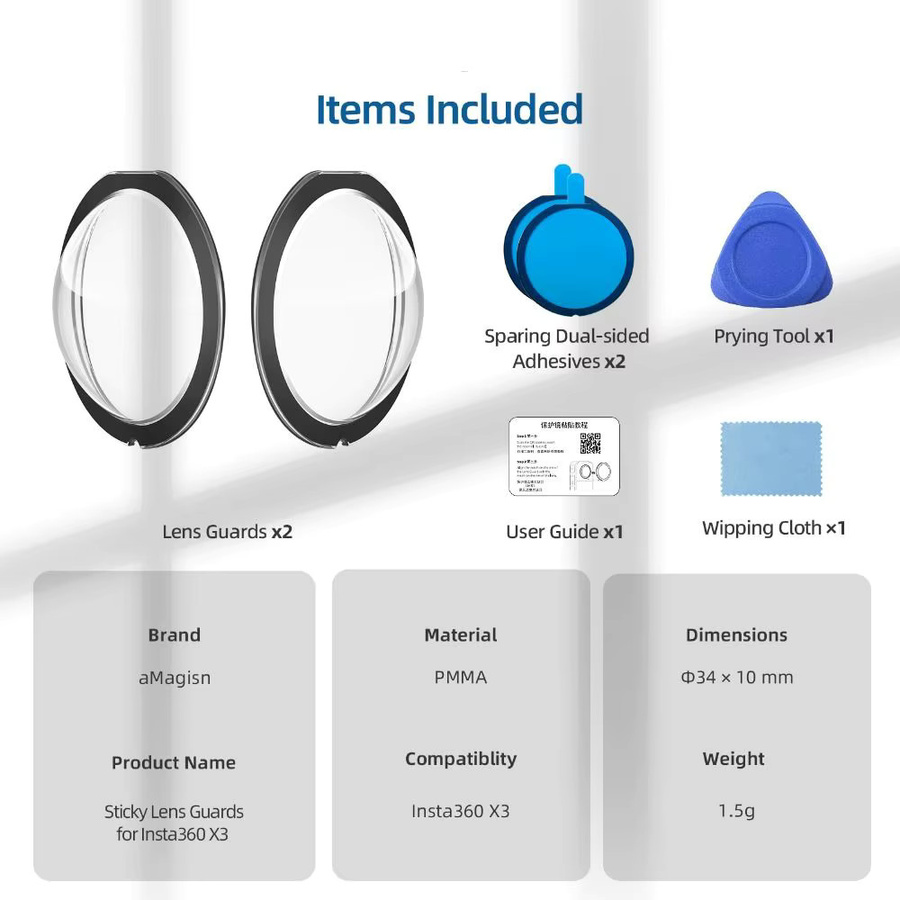 Insta360 X3 Sticky Lens Guards Dual-Lens 360 Mod Transparentes Protector Cover für Action Cameras - Bild 4