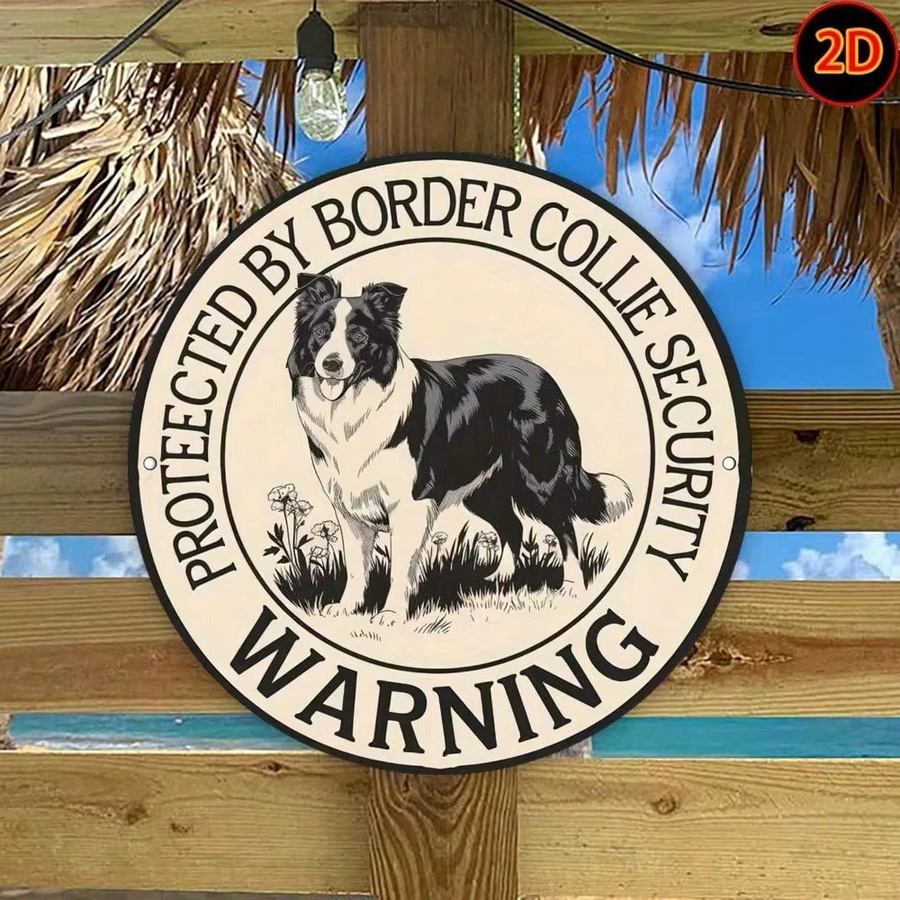BMRD Vintage Metall-Wandkunst Border Collie Hund Retro Aluminium-Schild, rund, mehrfarbig, Durchmesser: 20 cm - Bild 4
