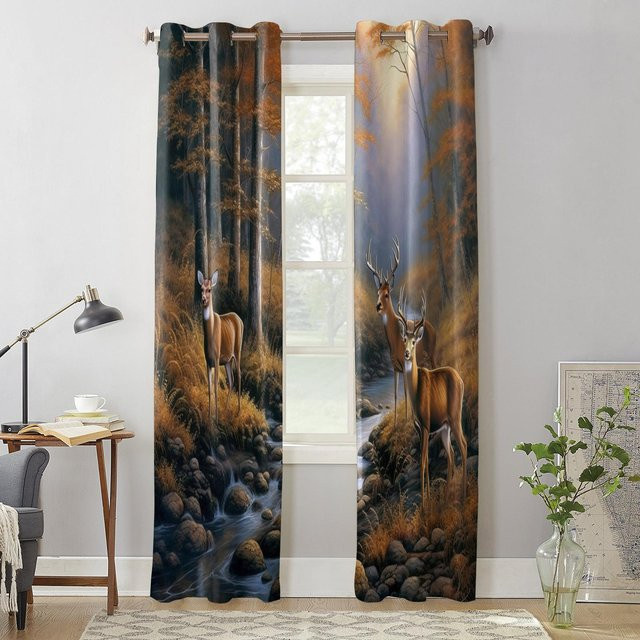 Wald Hirschbach Vorhang aus Polyester, semi-transparent, Breite: 135 cm, Höhe: 185 cm - Bild 1