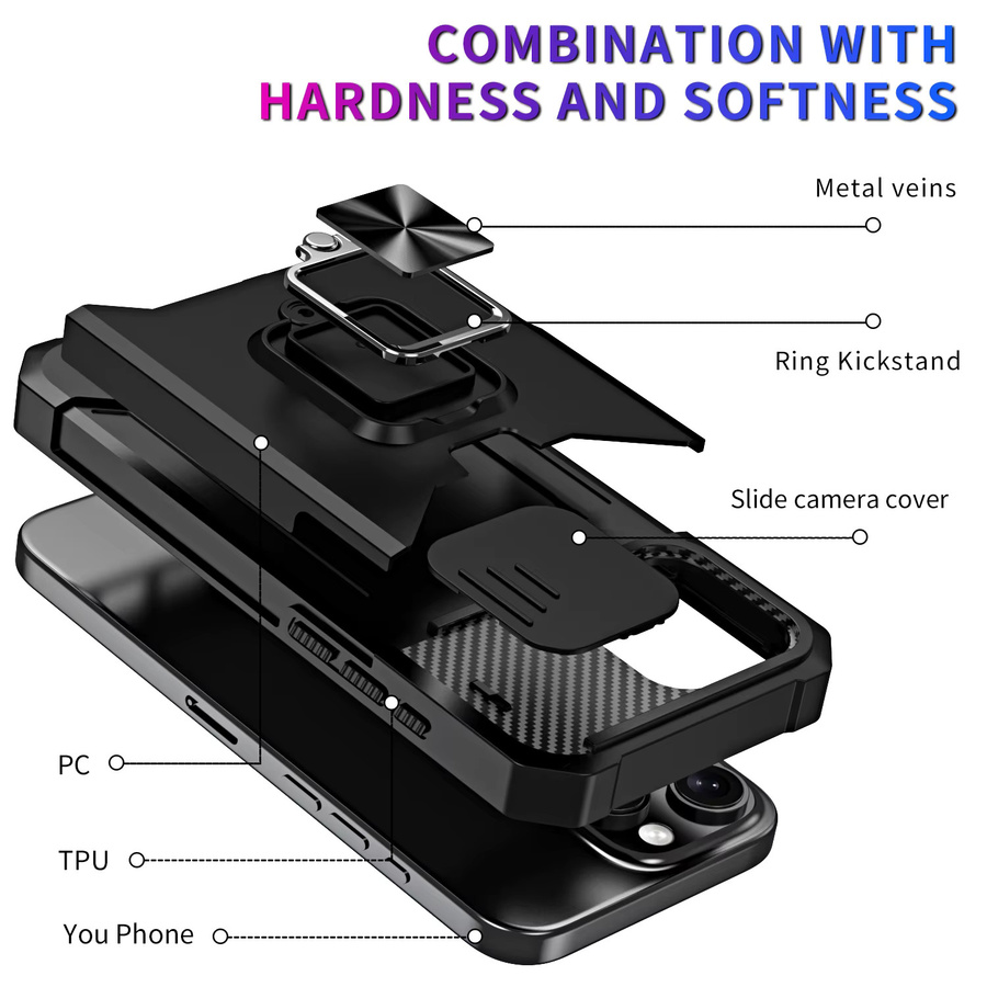 Rotierender Kartenhalter mit 360 Grad Halterring als stoßfeste Schutzhülle für iPhone 11 bis iPhone 16 Pro Max in Schwarz oder Blau - Bild 3