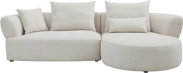 Maison Céphy Sofa Cusava in Beige mit L-Form und Chenille-Bezug, Breite: 280 cm - Bild 1