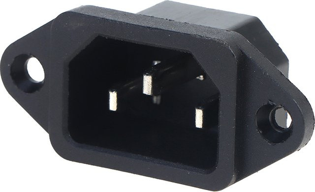 Quadratische AC04 3-Pin Steckdose in Schwarz mit Schraubloch für Reiskocher und Computer, 250V 10A - Bild 1