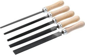 Cimco Werkstatt-Feilen Set für Holz mit flacher, halbrunder, quadratischer und dreieckiger Datei, Länge: 20 cm - Bild 1