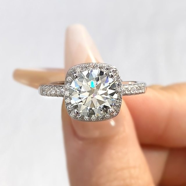 DWJ Verlobungsring, 925 Silber, Moissanite, Damen - Bild 1