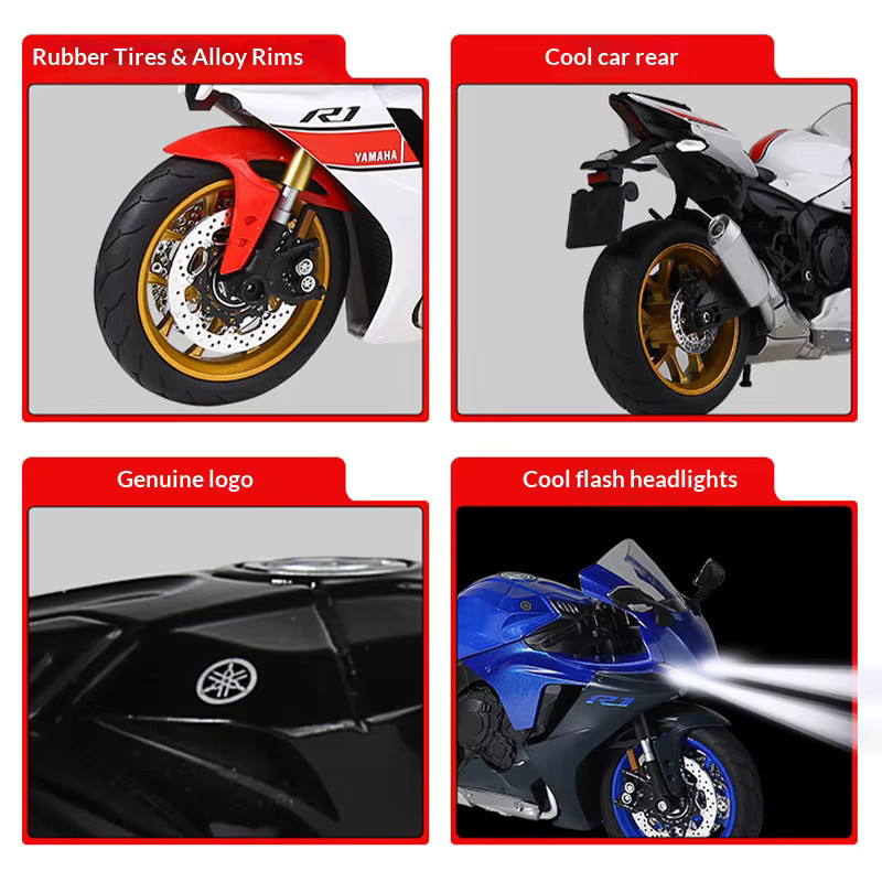 Maisto Yamaha R1 Motorradmodell, 1:9, Metall, Schwarz - Bild 6