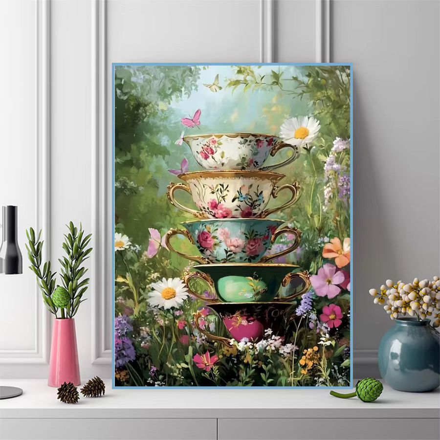 Momoart Diamant-Mosaik-Becher DIY Blumen-Stickerei als Landschafts-Kunstwerk in Multicolour, B/H: 30,0 x 20,0 cm - Bild 3