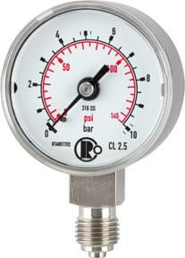 Riegler Standardmanometer aus CrNi-Stahl in Silber, G 1/4 unten, Messbereich 0 - 16,0 bar, Durchmesser 40 mm - Bild 1