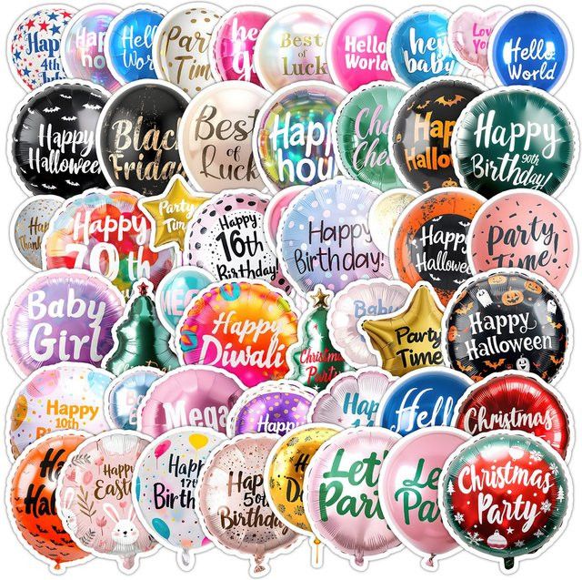 50 Stück englische Ballon-Graffiti-Aufkleber von AnimeWorlds Store, wasserfeste Dekoration in Multicolor für Wasserbecher, Telefon und Computer - Bild 1