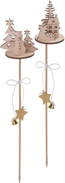 VBS Holzsteckmotive Weihnachtsstecker aus Sperrholz, 2er-Set, Beige - Bild 1