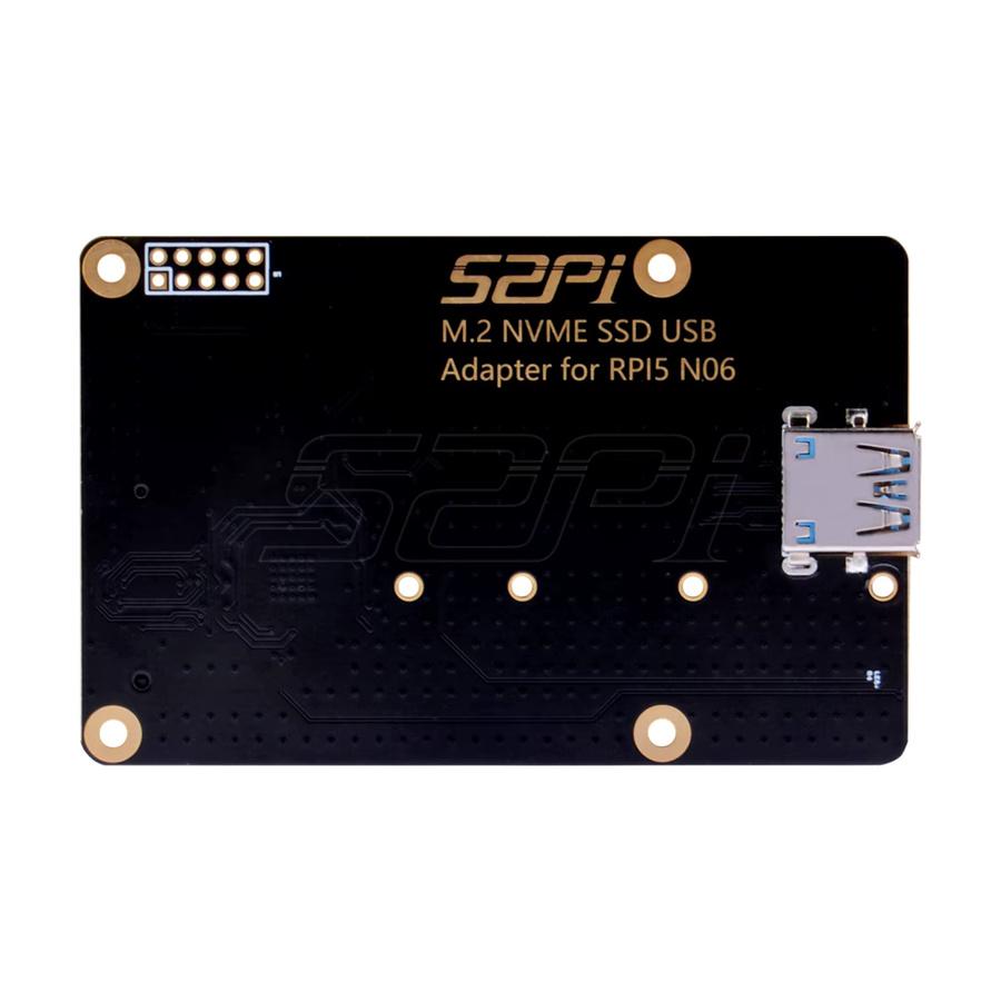 52Pi N06 M.2 NVMe SSD USB-Adapter für Raspberry Pi 5, kompatibel mit 2230/2242/2260/2280 SSDs, Schwarz - Bild 2