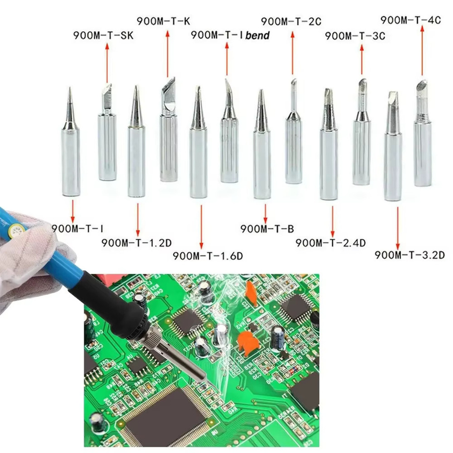 KUAIQU Lötkolben Spitzen Set in Silber mit 13 verschiedenen Formen für 900M-T Lötkolben - Bild 1