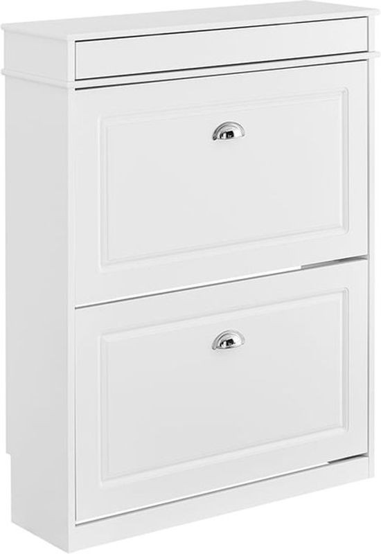 SoBuy Schuhschrank aus Holzwerkstoff in Weiß, Klassisch und Modern, B/T/H: 75 x 24 x 96 cm - Bild 1