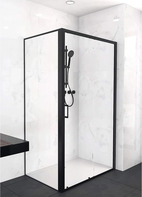 Aurlane Glasdusche Factory Front in Schwarz, B/T/H: 80 x 120 x 200 cm - Bild 1
