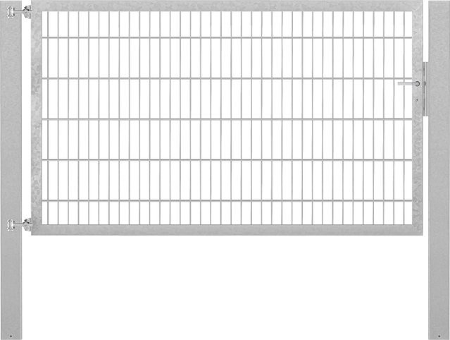 Einzeltor Flexo Plus aus Stahl in Silber, Breite: 200 cm, Höhe: 120 cm, inklusive Pfosten Breite: 100 cm, Tiefe: 100 cm, für Erdbauweise - Bild 1