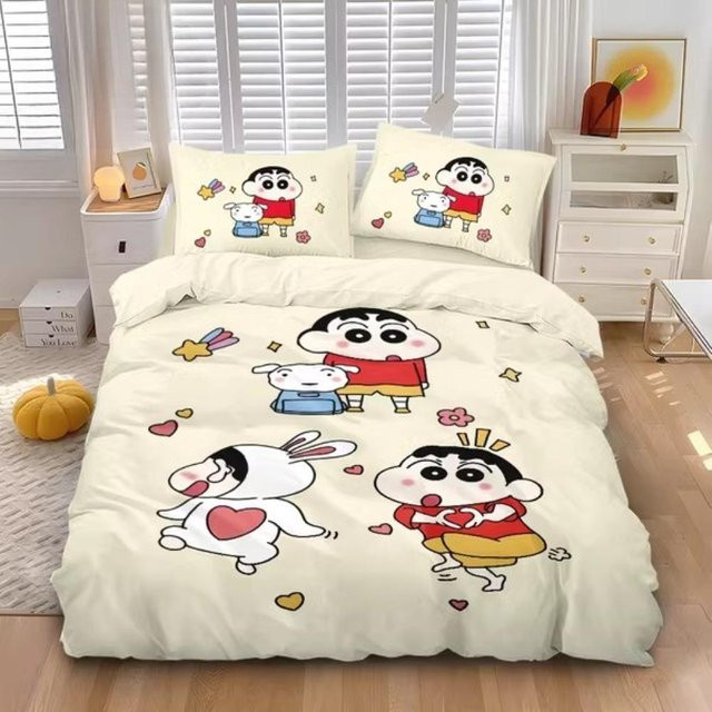 Allbestart Mikrofaser Bettwäscheset Crayon Shin chan mit Reißverschluss, Farbe: Weiß, B/H: 140 x 210 cm - Bild 1