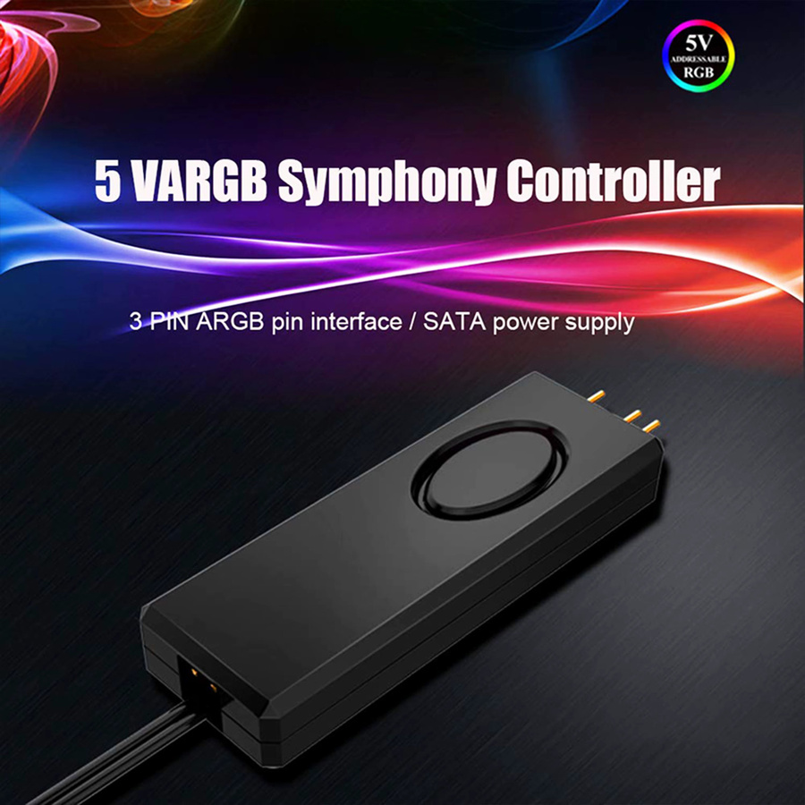 AuyiHomu ARGB-Controller SATA zu 3PIN Adapter für PC-Gehäuse und LED-Streifen, Schwarz - Bild 2