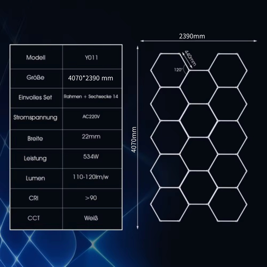 Oyajia Honeycomb LED Deckenleuchten Set 520W, 14er Pack für Werkstatt, Friseur und Gym - Bild 1