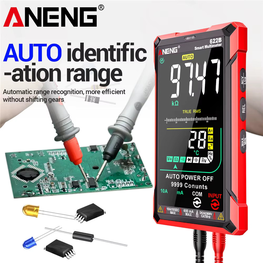ANENG 622B Smart Professional Infrarot-Laser-Multimeter mit VA-Farbdisplay, NCV-Erkennung und AC/DC-Spannungsmessung in Rot - Bild 2