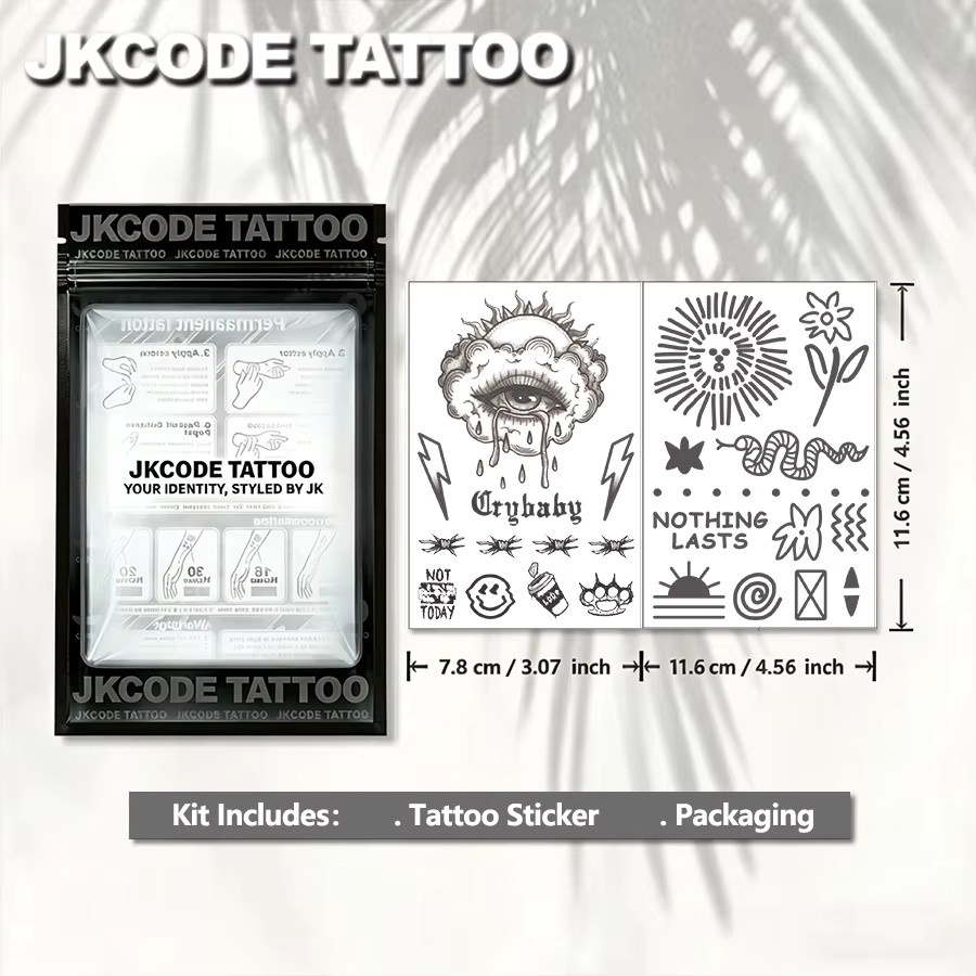 JKCODE TATTOO Semi-Permanentes Tattoo-Set, 2-teilig, Unisex, wasserfest - Bild 4