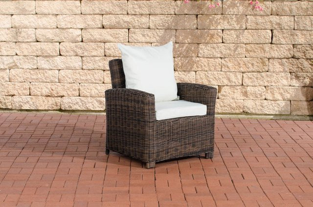 TPFGarden Sessel Fino in Cremeweiss und Braun-meliert aus Rattan und Metall - Bild 1