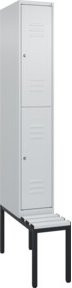 C+P Doppelstock-Spind Classic PLUS mit Sitzbank, 1 Abteil, grau, B/T/H: 212,0 x 30,0 x 81,5 cm - Bild 1