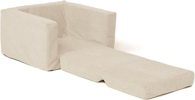 Kids Concept Ausklappbarer Sessel für Kinder in Weiss und Beige mit Cord-Bezug - Bild 1