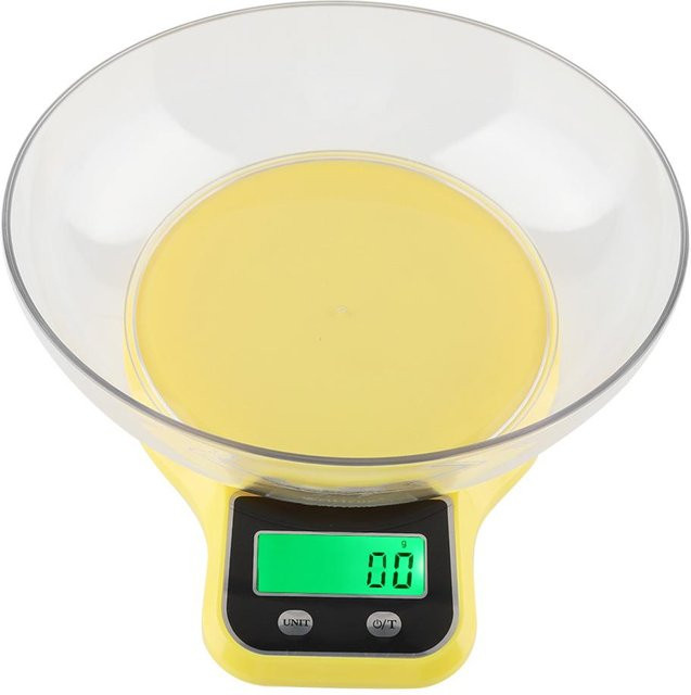 CosyHome Digitale Küchenwaage WH-B21LW Multifunktions-Gewichtswaage mit Schüssel in Gelb und Beige - Bild 1