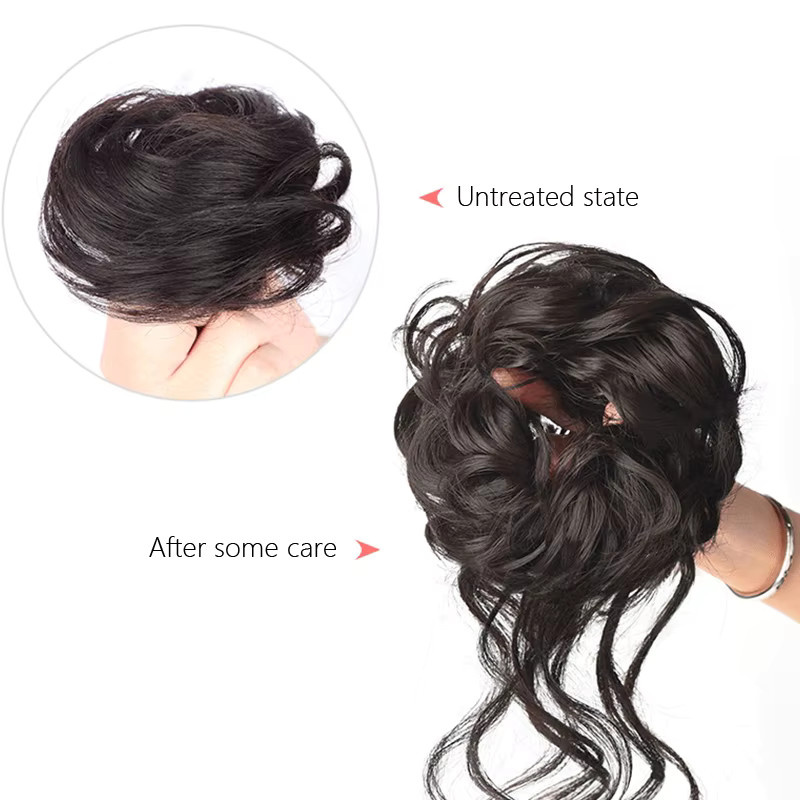 HNKMP Donut-Haarteil lockiger Dutt-Chignon mit Klammer und Haargummis, Damen - Bild 5