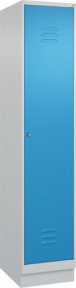 C+P Spind Classic PLUS Garderobenschrank mit Sockel, 1 Abteil, Zylinderschloss und 4 Garderobenhaken, grau/blau, H x B x T: 195 x 40 x 50 cm - Bild 1