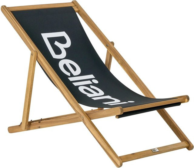 Beliani Gartenliege aus Akazienholz in Schwarz und Braun mit verstellbarer Kopfstütze, B/T/H: 120 x 97 x 54 cm, Höhe: 70 cm - Bild 1