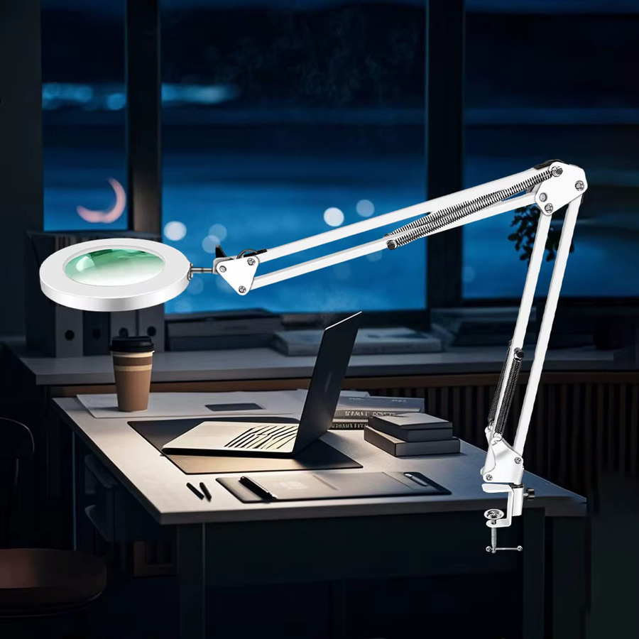 Beleuchtete Tischlupe mit 10-facher Vergrößerung und 72 LEDs, USB-Betrieb, 3 Lichtfarben, Weiß - Bild 5