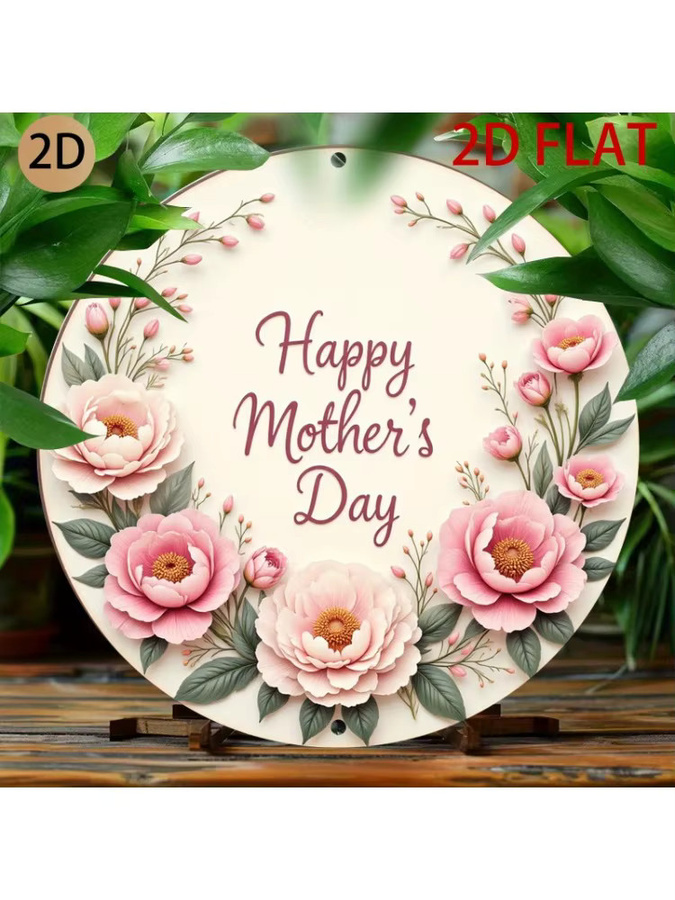 Runde Blumen-Plakette von CIFBUY mit pinkfarbenem Pfingstrosen-Design, metallene Wanddekoration mit 3D-Effekt, Durchmesser: 20 cm - Bild 6