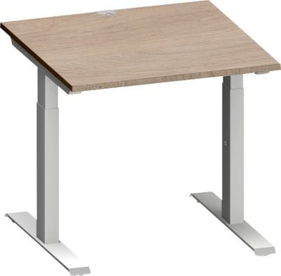 Schäfer Shop Genius Schreibtisch MODENA FLEX, höhenverstellbarer Schreibtisch in Eiche und Weiß, B/T: 80 x 80 cm, Höhe: 650-850 mm - Bild 1