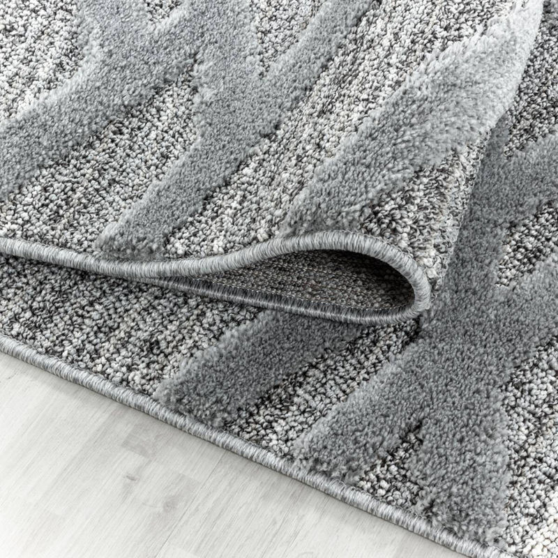 Ayyildiz Hochflorteppich Pisa Grau Geometrisches Design B/L: 280 x 370 cm - Bild 3