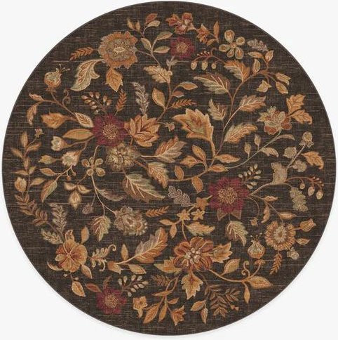 Anonna Runder Teppich in Dunkelbraun, Rutschfeste Flanell Bodenmatte im Vintage-Design für Wohnzimmer, Küche und Kinderzimmer, Durchmesser: 40 cm - Bild 1
