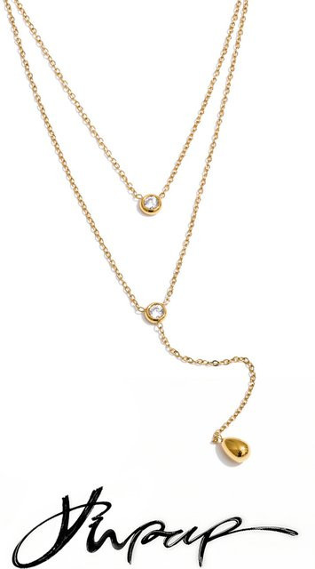 Yhpup Halskette Edelstahl, Zirkonia, Gold, Damen - Bild 1