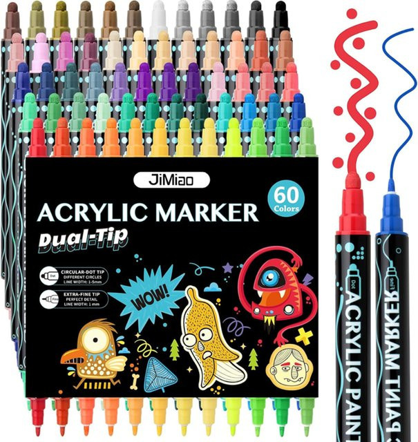 Kolorowys Acryl-Farbmarker mit zwei Spitzen in Multicolour für Stein, Holz, Leinwand, Kunststoff und Metall - Bild 1