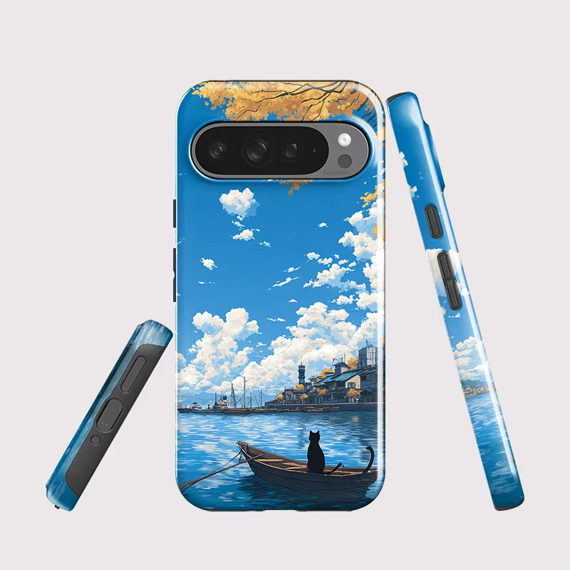 Fcicicase Stoßfeste Handyhülle mit niedlichem Katzenboot-Muster für Google Pixel 10 9 Pro XL 8 7A 8A in Doppelschicht-Bauweise - Bild 2