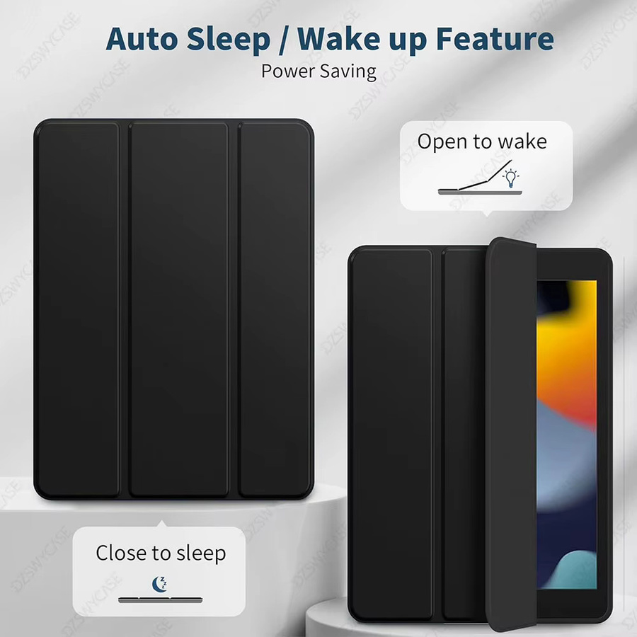 DZSWYCASE Schutzhülle für iPad 9./8./7. Generation 10,2 Zoll mit Stifthalter und dreifach faltbarem Ständer, stoßfeste TPU-Rückseite und Auto-Sleep-Funktion, Grün/Schwarz - Bild 3