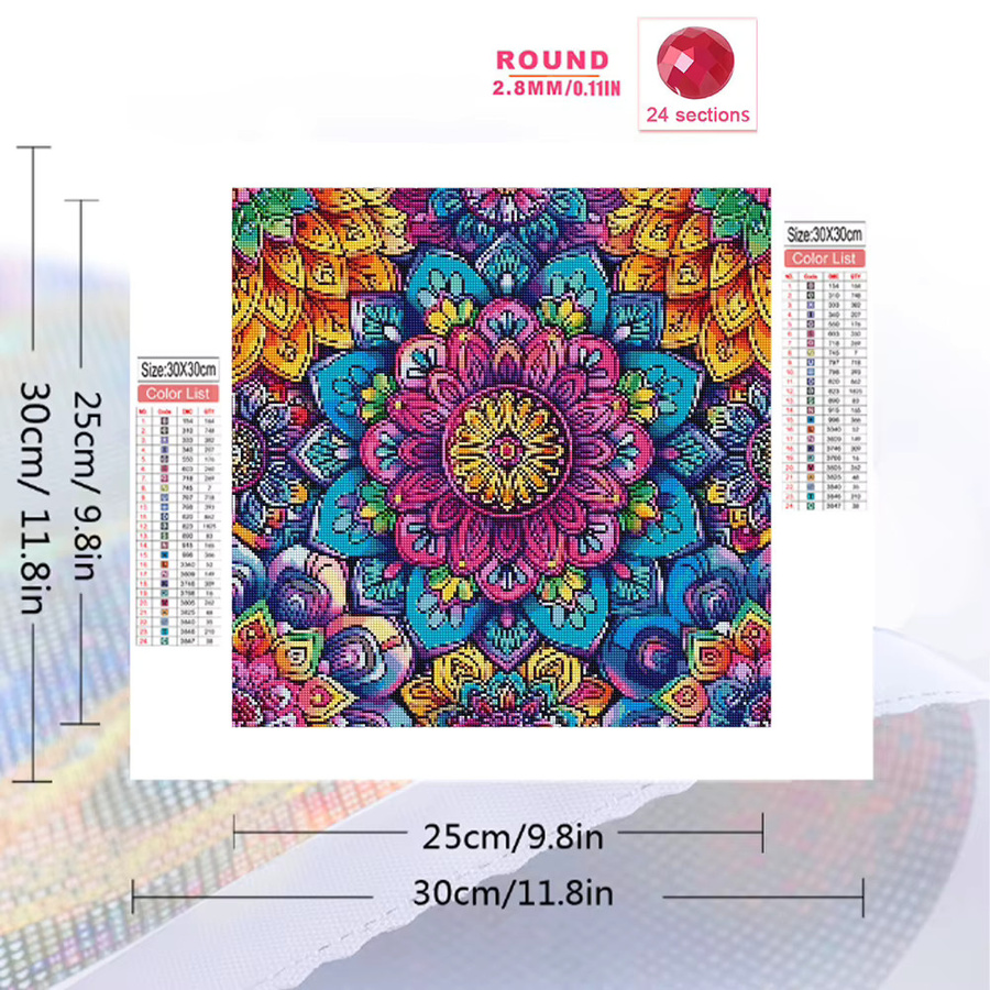 Momoart Diamantmalerei Mandala Blume DIY Wandkunst Abstrakt Multicolour - Bild 2
