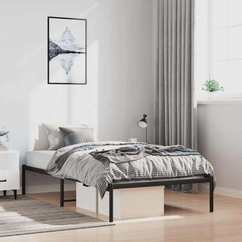 vidaXL Metallbett aus Stahl in Schwarz, minimalistisches Bettgestell B: 100 cm, L: 200 cm - Bild 1